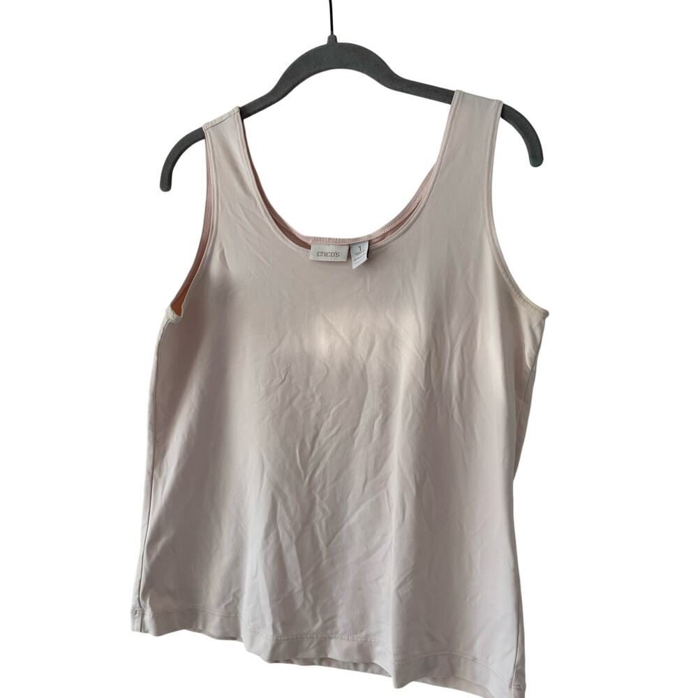 Chico’s Travelers Tank Top Medium Pink Sleeveless Stretch Layering Shell - Picture 4 of 6